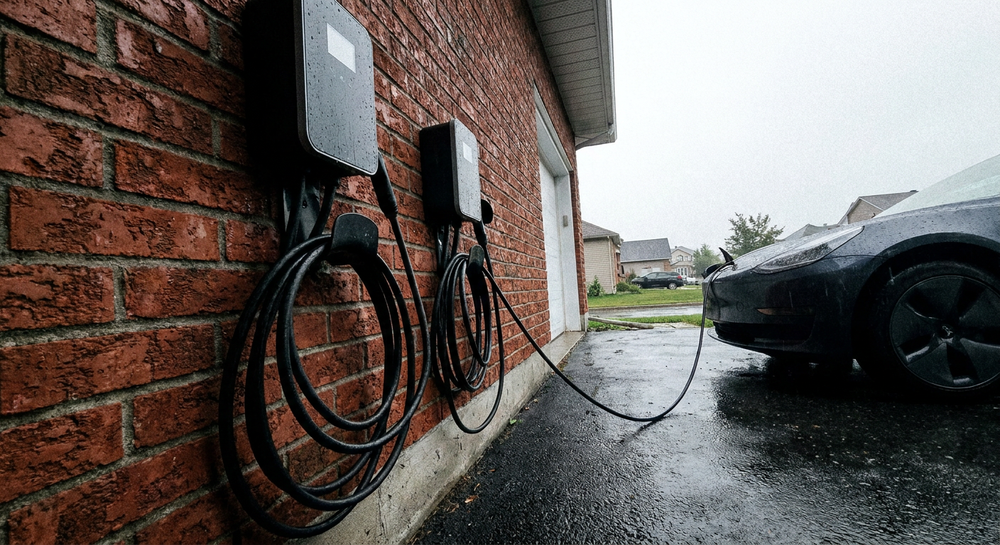 Bornes de recharge pour véhicules électriques installées sur un mur